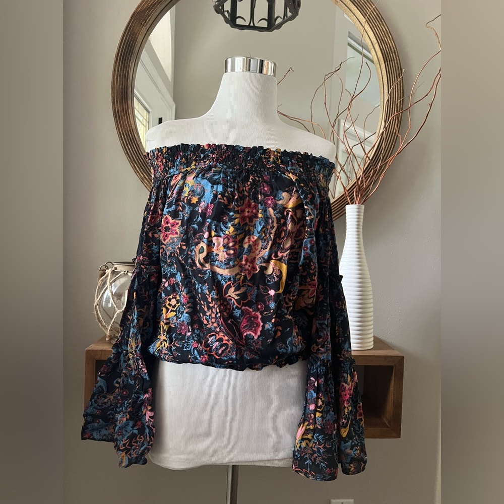 Free People Free Spirit Floral Off The Shoulder Top Womens Size XSmall